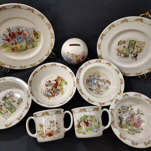 Mixed Vintage Bunnykins by Royal Doulton 9-Piece Children's Dishware Set – 1984+